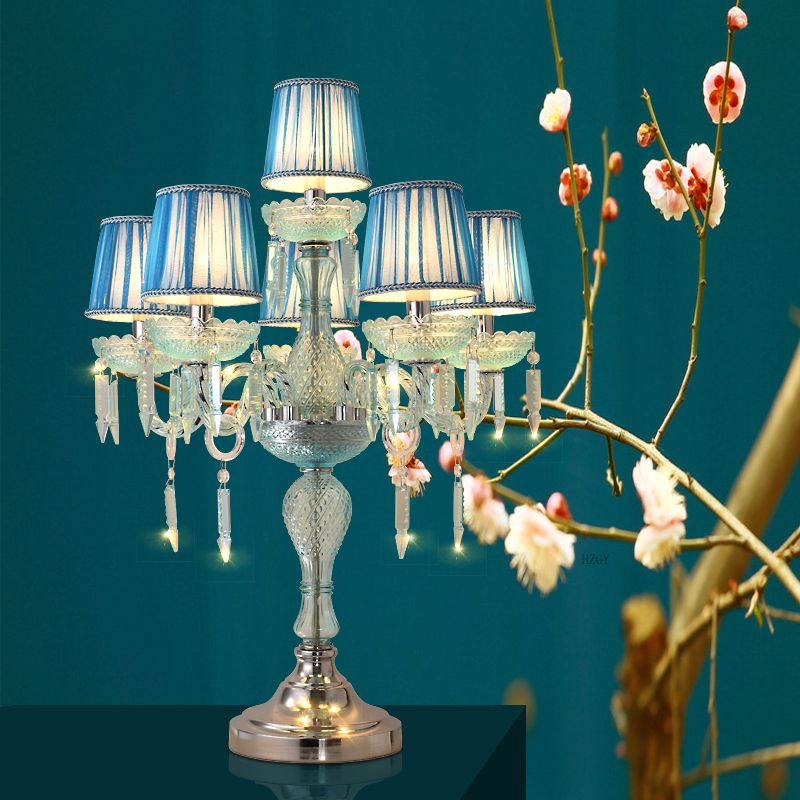 Crystal Table Lamp European Romantic Wedding Candles Villa Bedroom Bedside Lights Light Fixture Bed