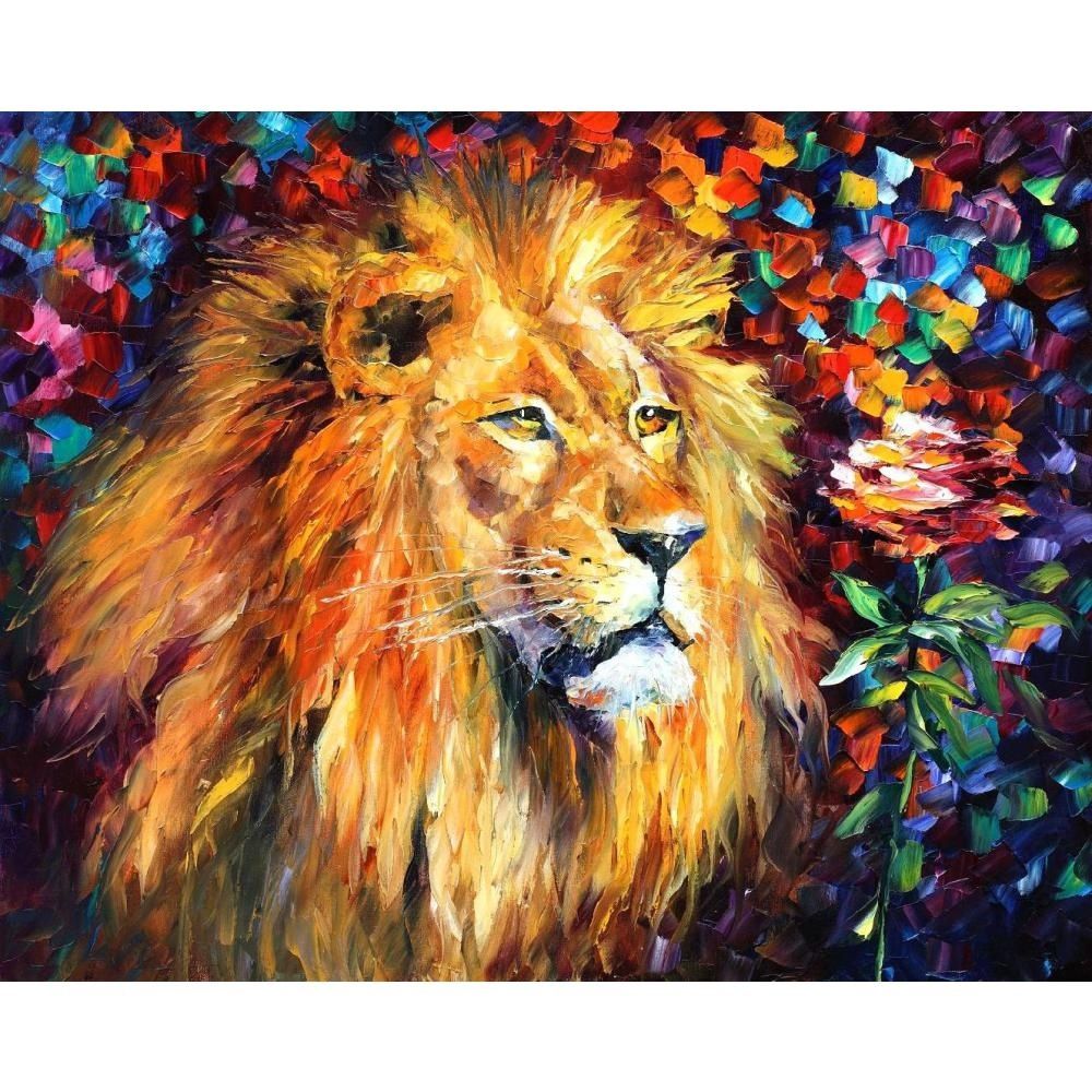 Acheter Moderne Animal Art Lion Palette Couteau Peinture À L'huile Sur