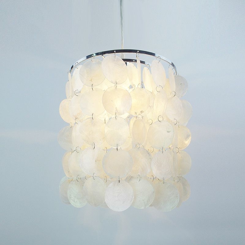 diy modern white natural seashell pendant lamps e14 led shell