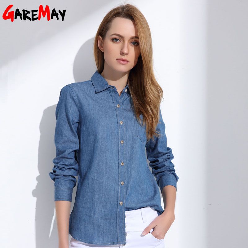denim long sleeve shirt womens