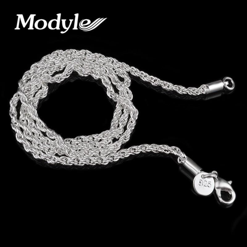 2019 Modyle 3mm Rope Chain Necklace,Wholesale Fashion Jewelry Silver Plated Jewelry Necklaces
