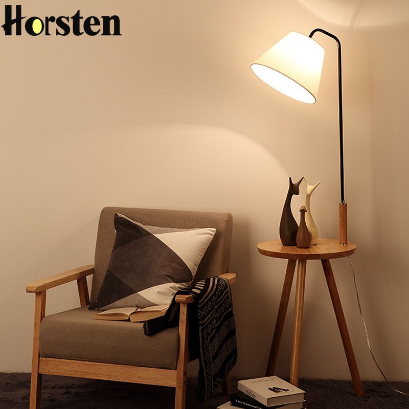 2018 Creative Modern Nordic Oak Wooden Floor Lamps For Living Room 2018 Creative Modern Nordic Oak Wooden Floor Lamps For Living Room Linen Lampshades E27 Standing Lights Bedside Lamp Ac110 220v From Yuancao