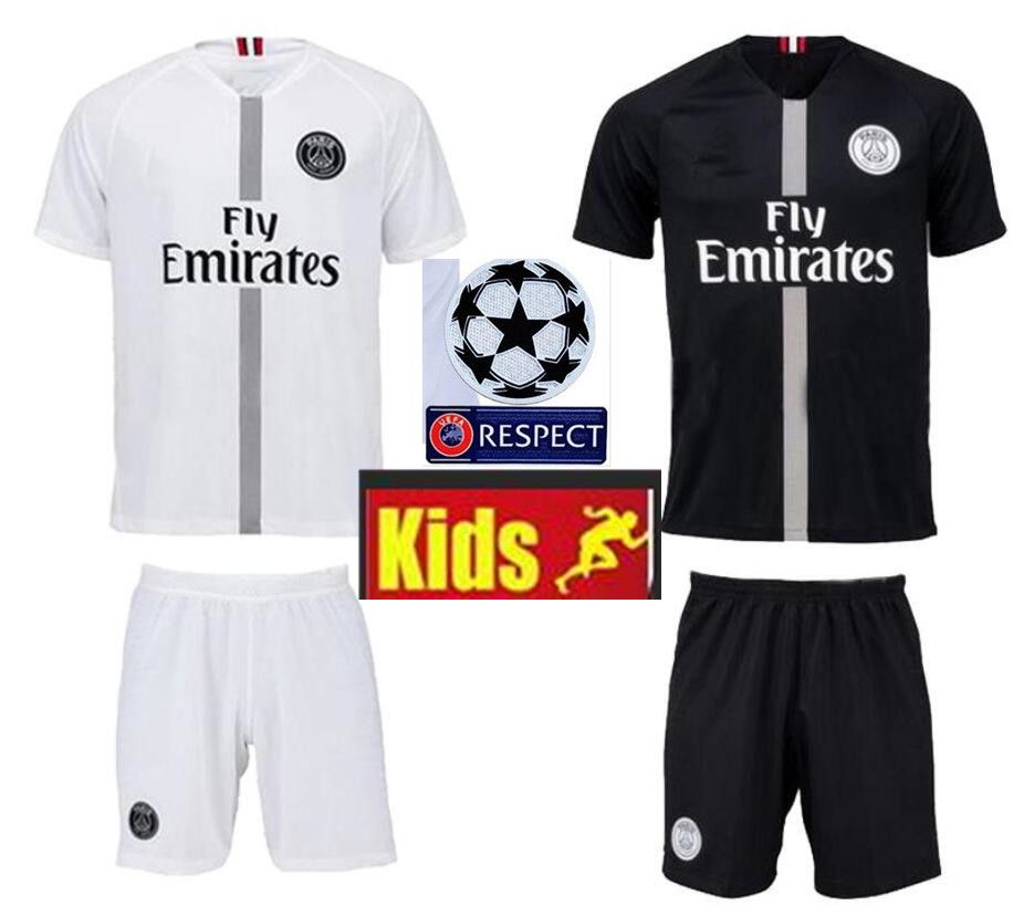 2019 Kids Psg Black White Maillot 3rd Uniform Soccer ...