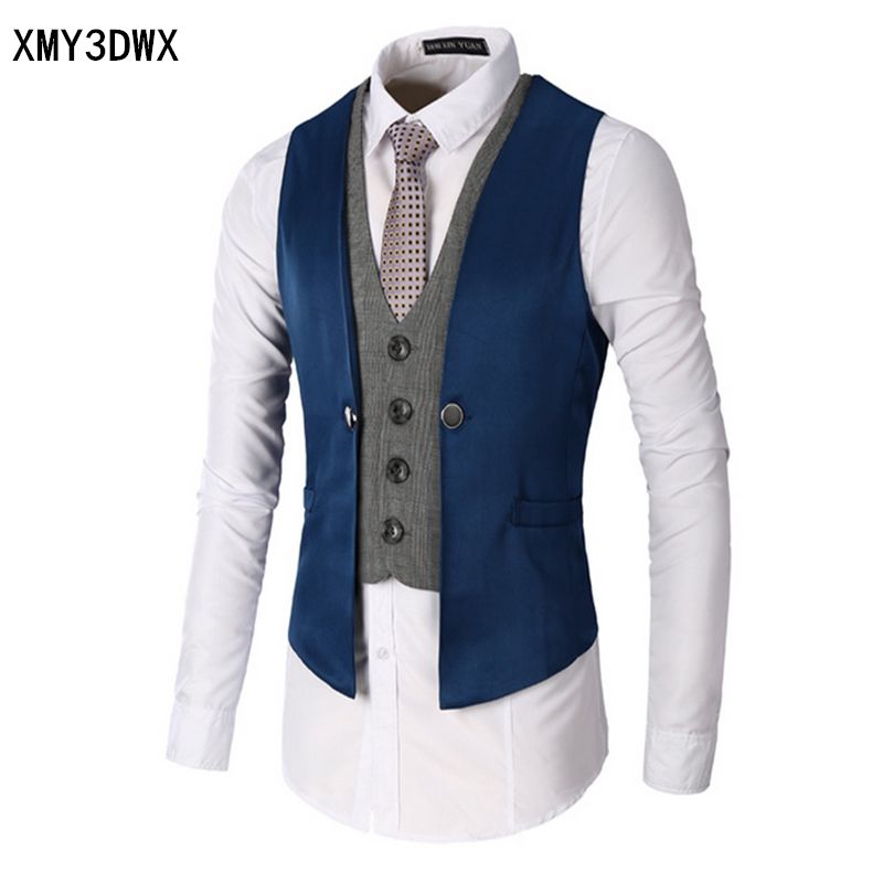 2021 2017 New Dress Vests For Men Slim Fit Mens Suit Vest Male