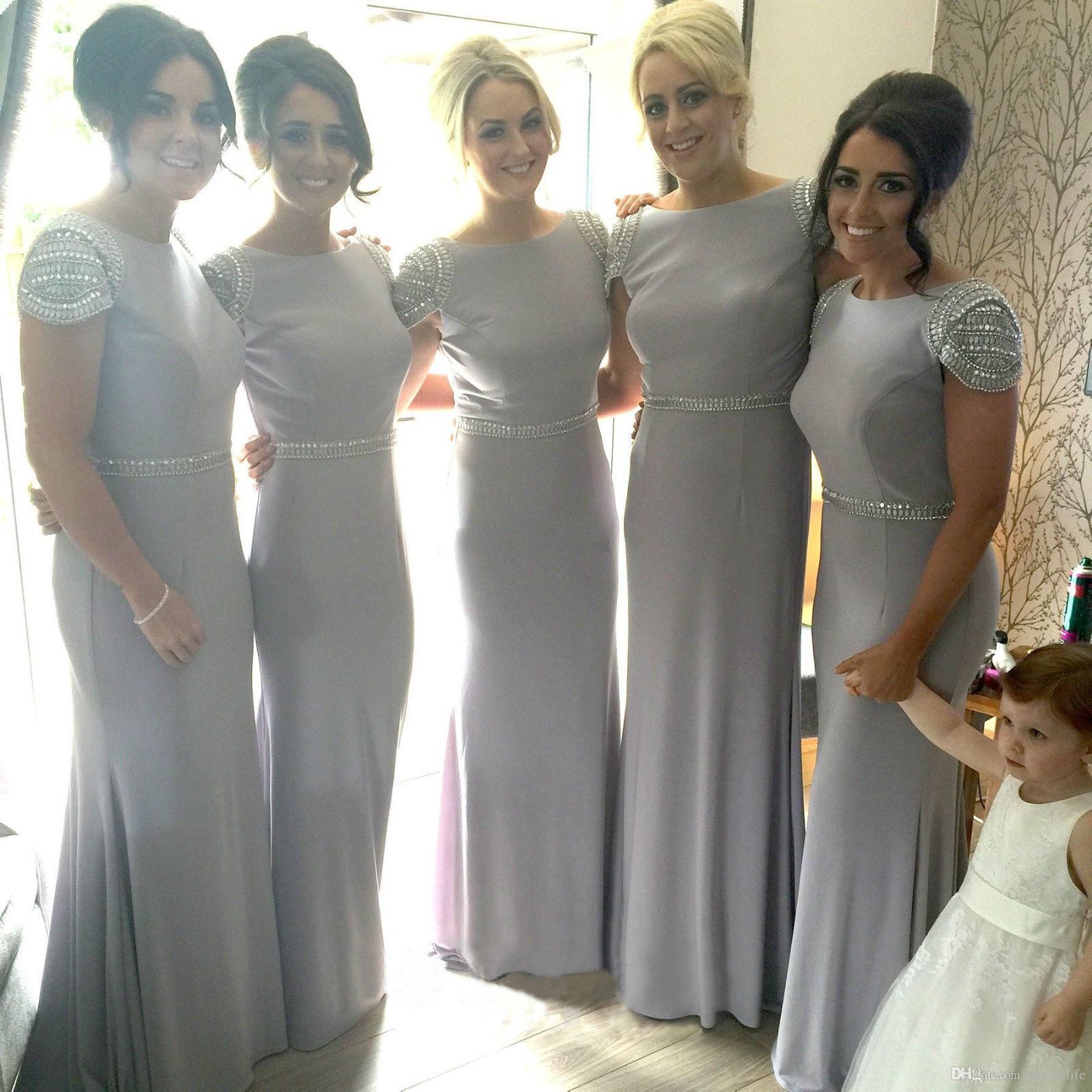 Gray Bridesmaid Dresses with Sleeves