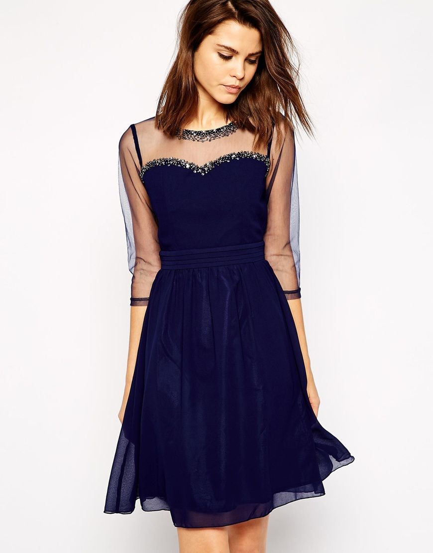 Midnight Blue Cocktail Dress With ...