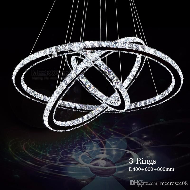 Led Crystal Chandelier Light Modern Circle Lamp Hanging Res Ring Lighting Home Decoration