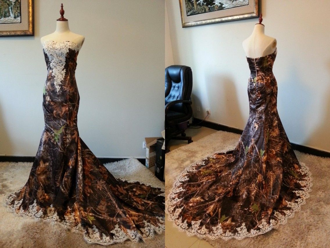 mermaid camo wedding dress
