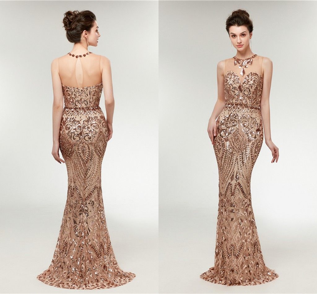 rose gold trumpet dress