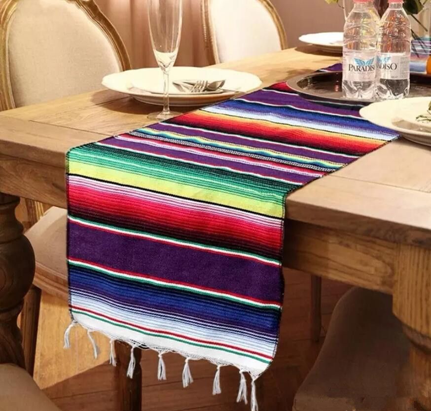 35x213cm Mexico Tables Banner Colorful Oblong Shape Table Runner 35x213cm Mexico Tables Banner Colorful Oblong Shape Table Runner Cotton Rainbow Tablecloth Birthday Party Decor Supplies Ffa1168 Plastic Cloths