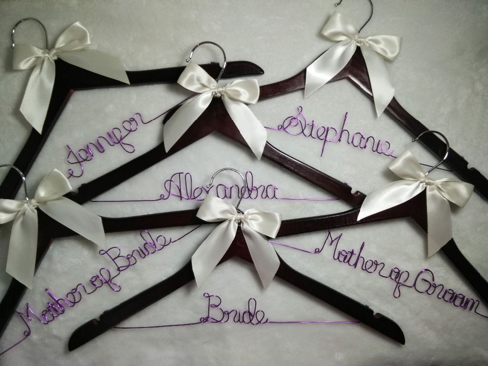6 Personalized Wedding Hanger Bridesmaid Gifts Name Hanger Brides
