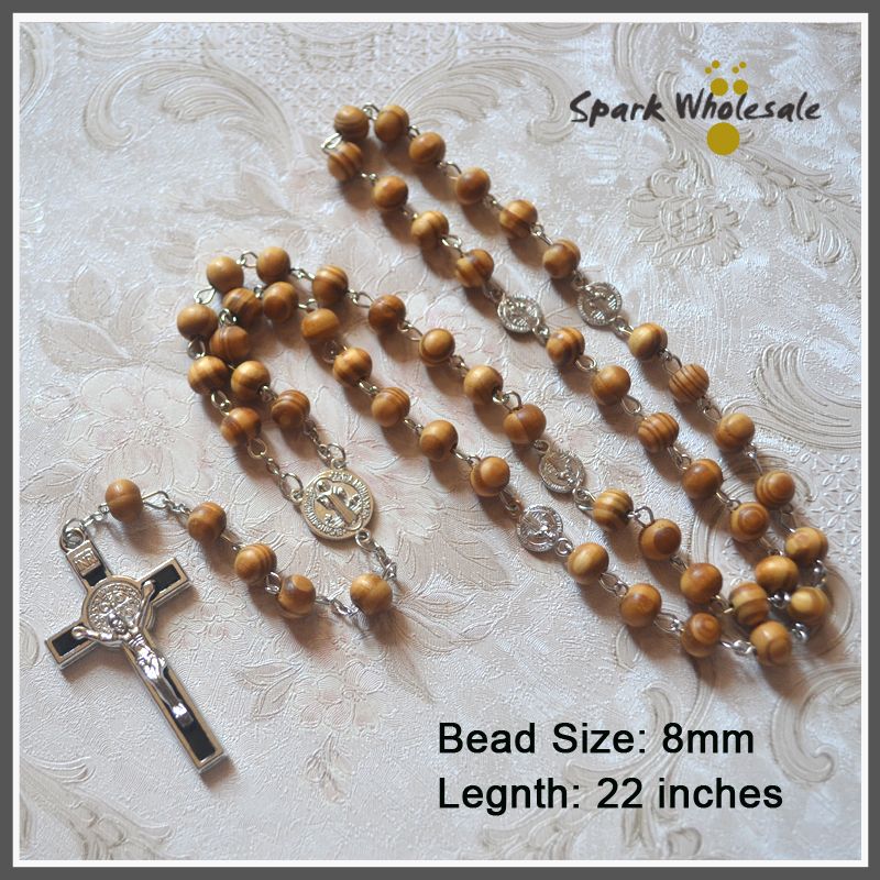 2019 Catholic Natural 8mm Pine Wood Beads Rosary St Benedict Cross 2019 Catholic Natural 8mm Pine Wood Beads Rosary St Benedict Cross Centerpiece Religious Wooden Necklace From Sparkwhole123 32 97 Dhgate Com