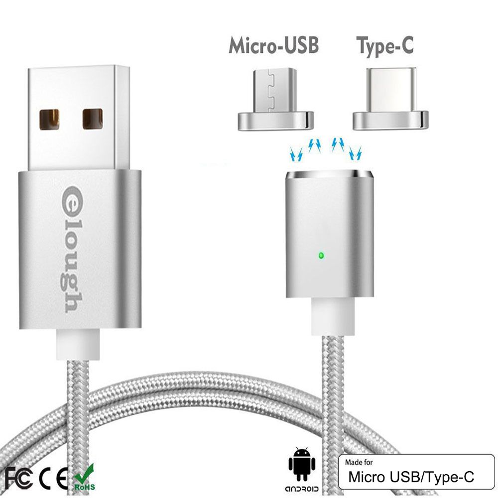Magnético Micro USB Tipo C Cable 1M 3A LED de carga de datos de sincronización de carga rápida Adaptador
