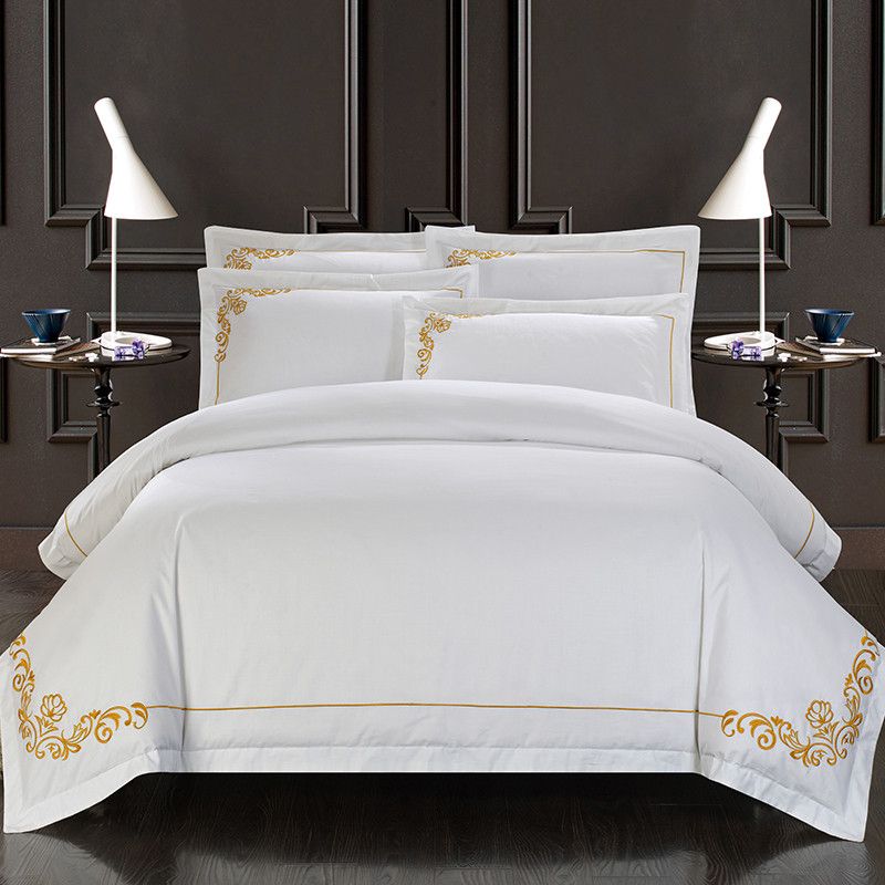 60s Egypt Cotton Oriental Embroidery White Color Hotel Bedding Sets 60s Egypt Cotton Oriental Embroidery White Color Hotel Bedding Sets King Queen Size Bed Set Duvet Cover Bedsheet Whole Comforter
