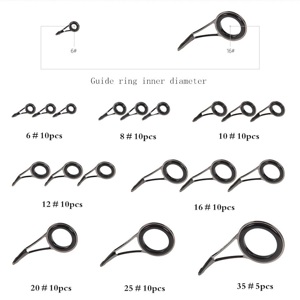 2021 New /Mixed Size Fishing Rod Guide Set Tip Strong Line Rings
