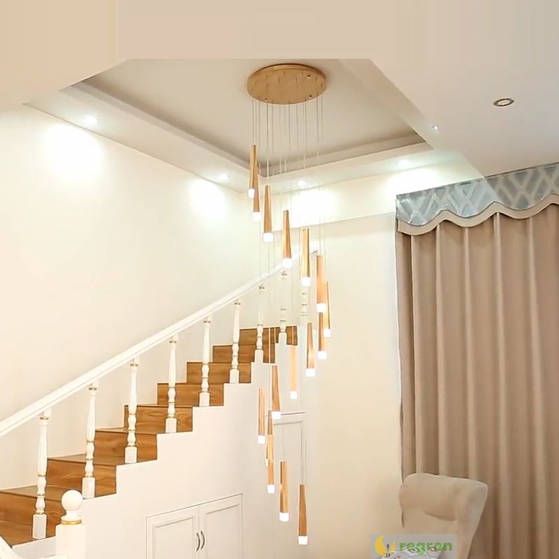 Italy Style Large Wooden Staircase Light Led Luminaria Villa Big Italy Style Large Wooden Staircase Light Led Luminaria Villa Big Spiral Chandelier Stairway Lighting Modern Wood Stairwell Lamps