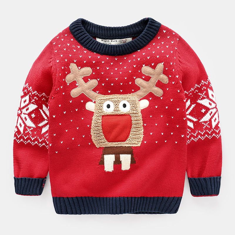 boys christmas sweater deer red girl baby kids cartoon 2017 spring child christmas sweater