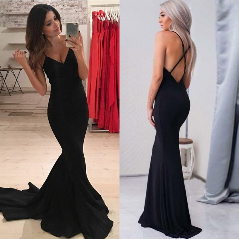 plain black prom dress