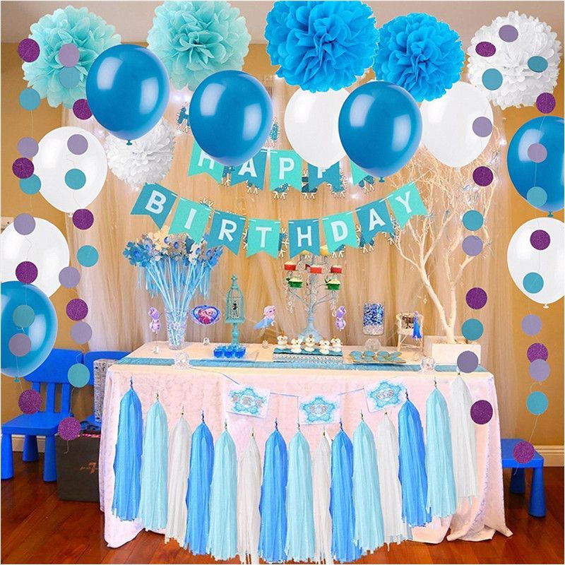 2019 Frozen Theme White And Blue  Party  Decorations  For 