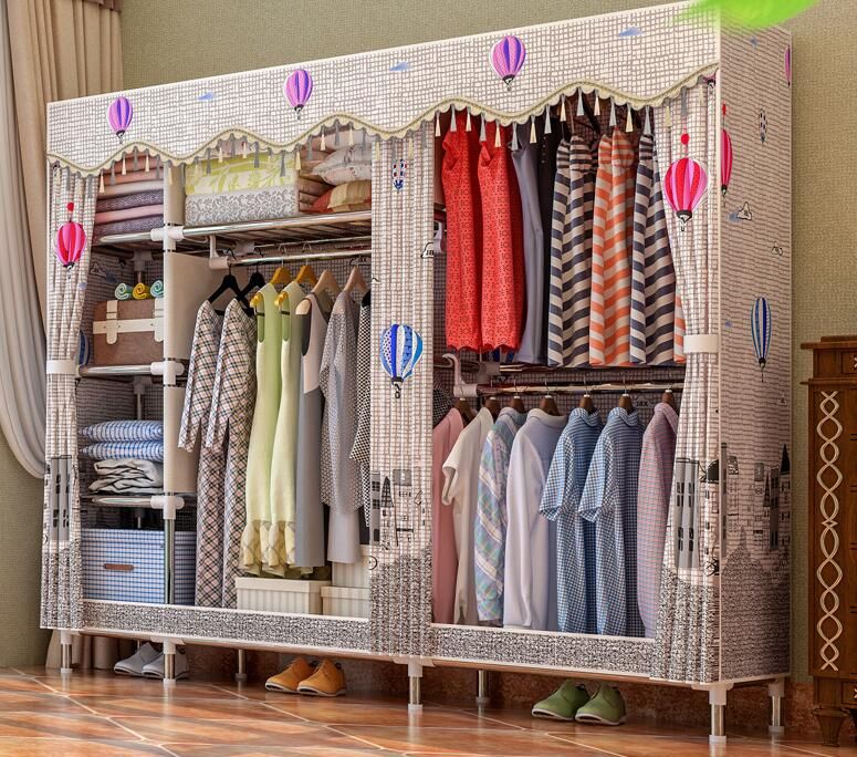 2018 Storage Drawers Closet Organizer Rack Portable Wardrobe 2018 Storage Drawers Closet Organizer Rack Portable Wardrobe Garment Hanger Three Rods With Shelves All Steel Frame Structure From Love000008
