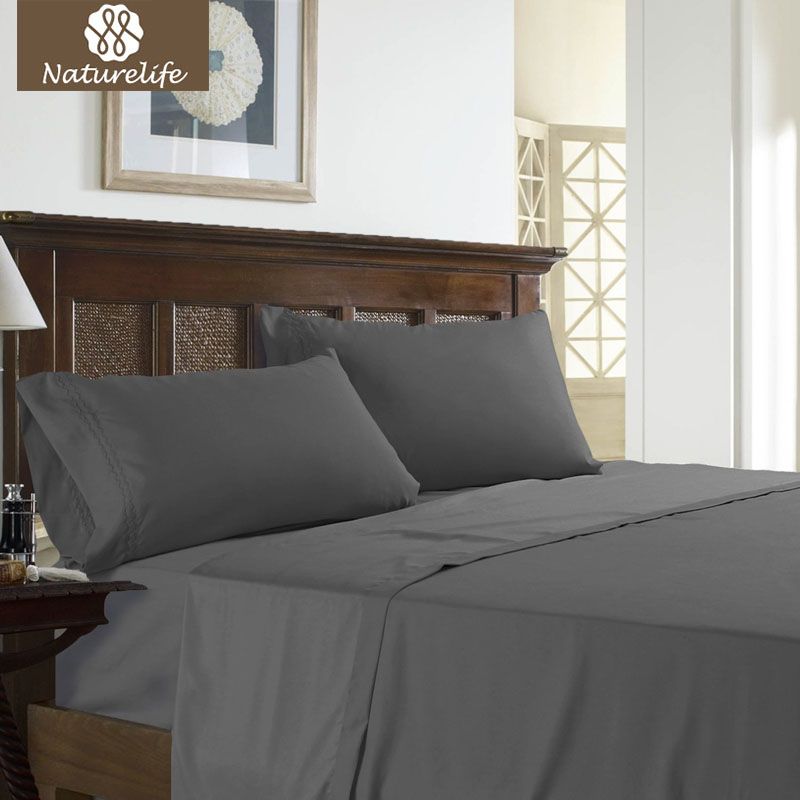 Naturelife Sheet Set Microfiber Cotton Bedding Solid Color Naturelife Sheet Set Microfiber Cotton Bedding Solid Color Stripe Bed King Size Linen Couvre Bedcloth Skateboard Embroidered Duvet