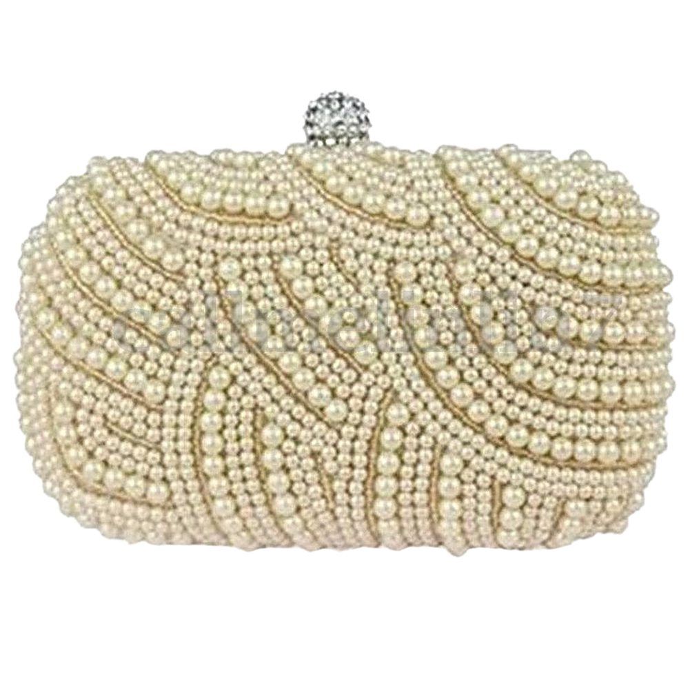 Ladies Beaded Party Prom Bridal Clutch Bag Purse Wedding Evening
