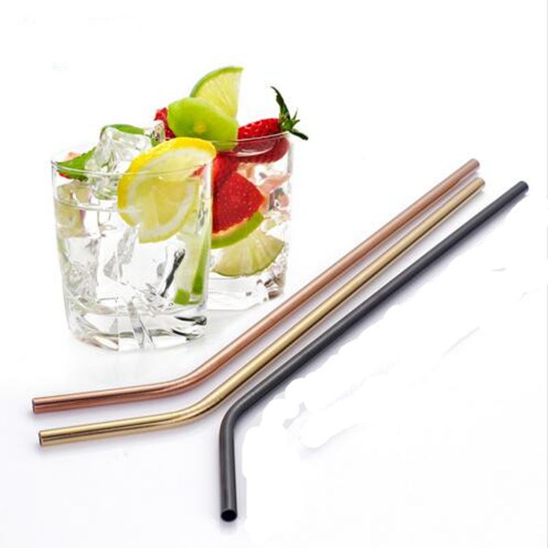 4 Pack Of One Set 26cm Metal Straw Colorful Aluminum Drinking Straws Food Grade Juicy Reusable