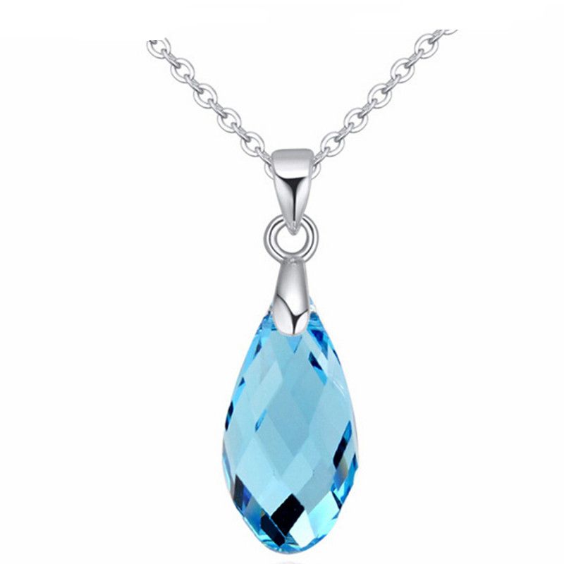 Wholesale Blue Teardrop Necklaces Pendants Crystal From Swarovski