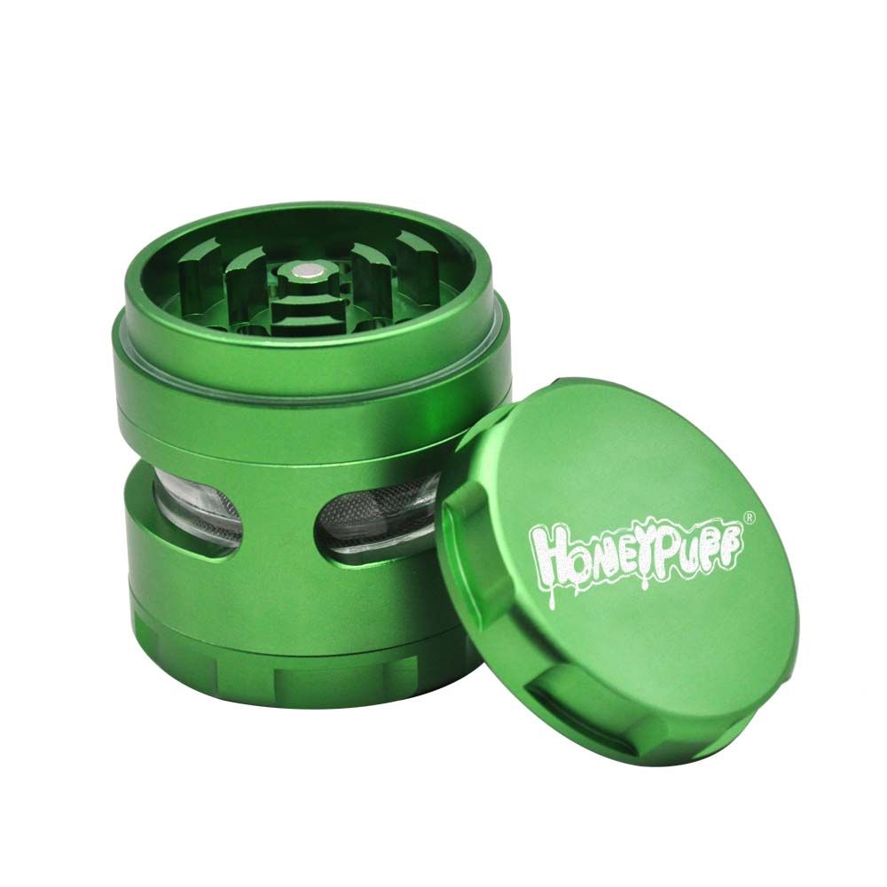 2021 High Quality Honeypuff Herb Grinder 5 Parts 61mm Diameter Side