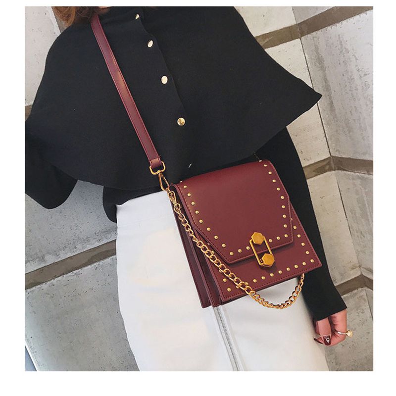 South Korea Chic Fashion Rivets Street Shot Vertical New Womens Bags 2018 Hand Shoulder Diagonal Tide - 