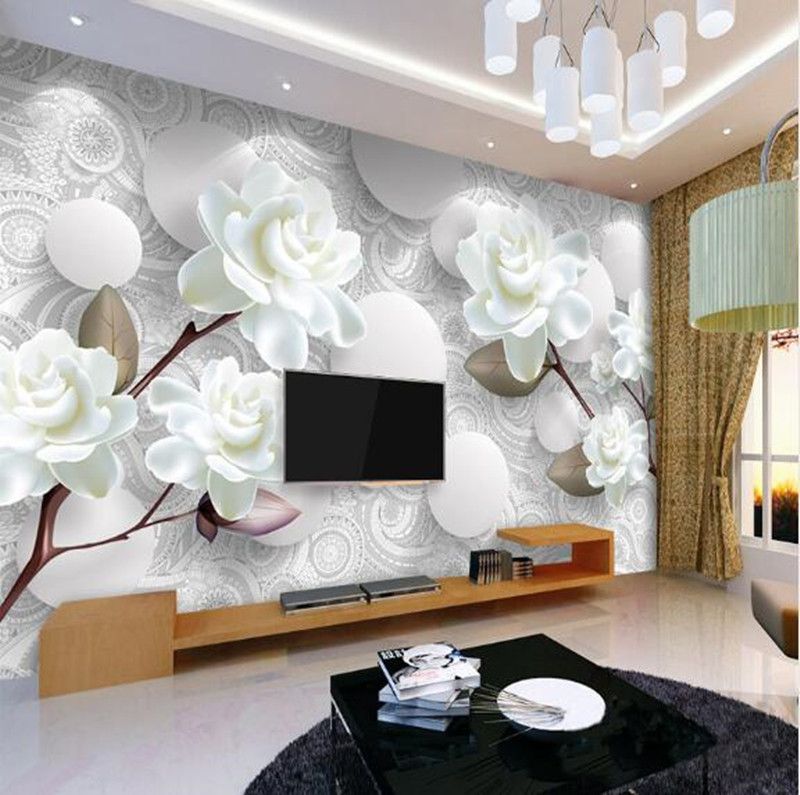 Custom 3D Estereoscópico Mural Wallpaper Moda Europea Hermosa Peonía Blanca Dormitorio TV Telón de fondo Papel de Pared Moderna Decoración para el hogar