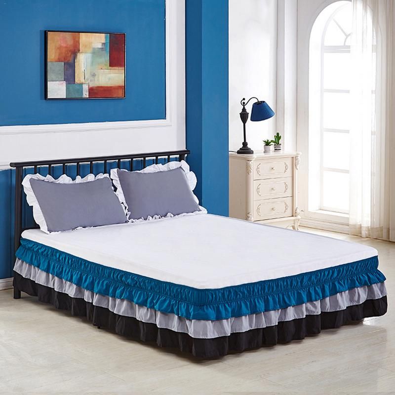 New Style Contrast Bed Skirt Three Layer Cake Wrap Around New Style Contrast Bed Skirt Three Layer Cake Wrap Around Ruffle Queen Dust For Home 21 Drop Bedskirt 16 Inch From