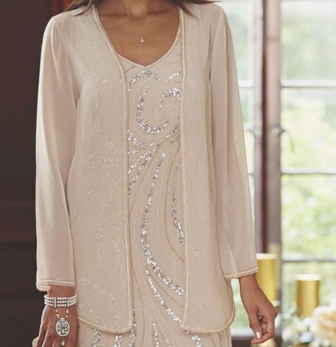 Elegant Ankle Length Mother Of The Bride Dresses With Jacket Sequins