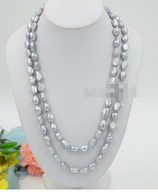 REAL HUGE AAA 9-10MM SOUTH SEA GRAY NATURAL BAROQUE PEARL NECKLACE 18''