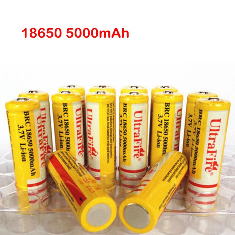 Ultra Fire 18650 3.7V 5000mAH Lithium Rechargeable Battery Yellow