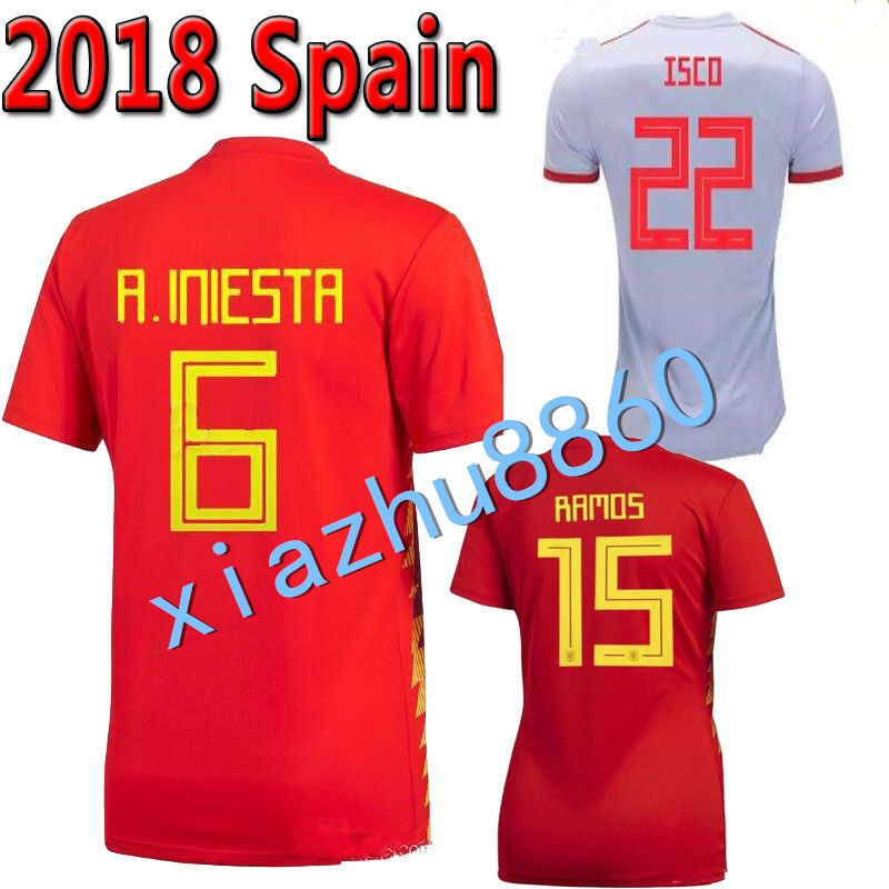 2018 2019 rot weiß Spanien Fußball Trikot Weltmeisterschaft zu Hause weg ISCO Spanien nationale Fußball Trikots ASENSIO SILVA Hemden S 4XL 2018 2019 rot weiß Spanien Fußball Trikot Weltmeisterschaft zu Hause weg ISCO Spanien nationale Fußball Trikots ASENSIO SILVA Hemden S 4XL