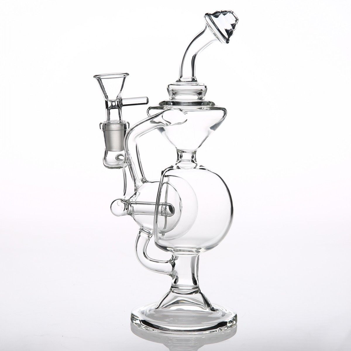 2019 Double Recycler Glass Water Pipes Mini 22.5cm Glass Material Two Function Glass Bongs Joint