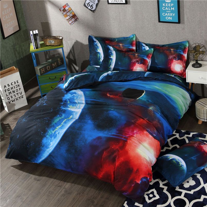 Whole New 3d Galaxy Bedding Sets Twin Queen Size Universe Outer Space Planet Bedspread 2 3 4pcs Bed Linen Sheets Duvet Cover Set