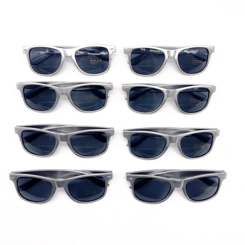 Wholesale Unisex 80 S Retro Style Bulk Promotional Silver Sunglasses