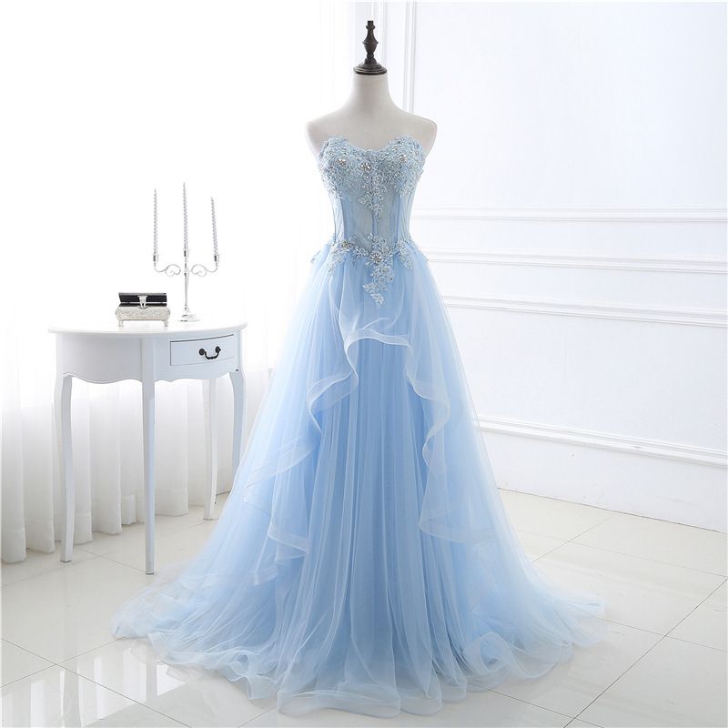 sky blue and silver dress