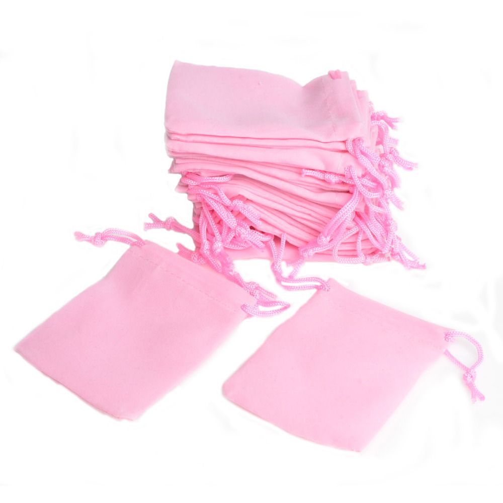 2020 7x9cm Pink Velvet Drawstring Organza Pouch Bag/Jewelry Bag
