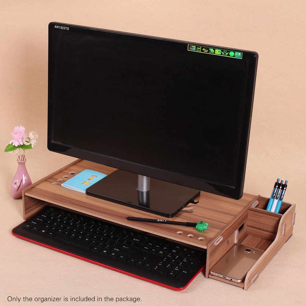 Compre Monitor De Computadora De Madera Stand Riser Laptop Shelf