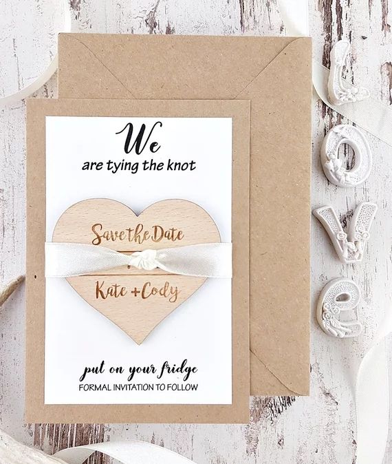 Personalize Names Date Engraved Wooden Card Save The Date Wedding