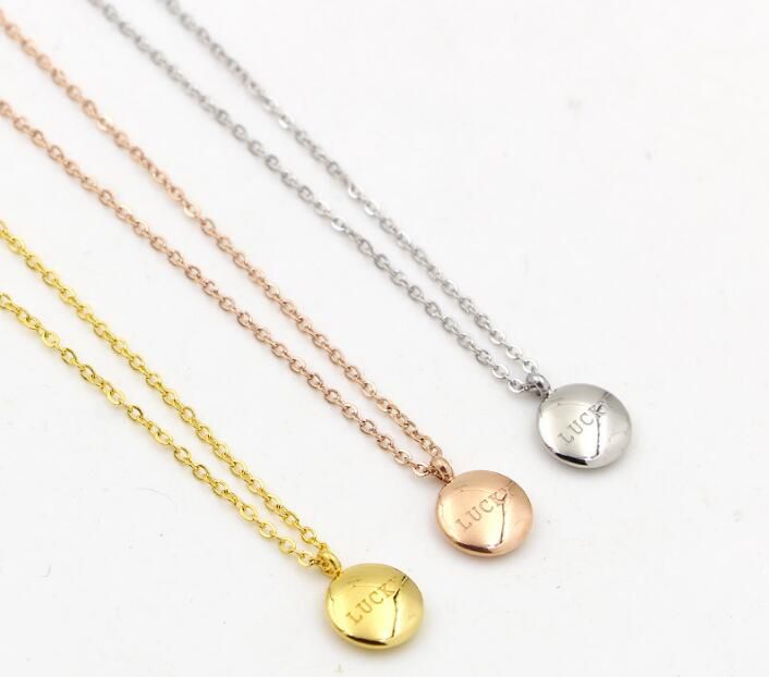 New Fashion Necklace Lucky Small Round Bean Rose Gold Clavicle Chain Korean Version Of The Tide Titanium Steel Jewelry - Small Round Pendant Necklace New Fashion Necklace Lucky Small Round Bean Rose Gold Clavicle Chain Korean Version Of The Tide Titanium Steel Jewelry - Small Round Pendant Necklace