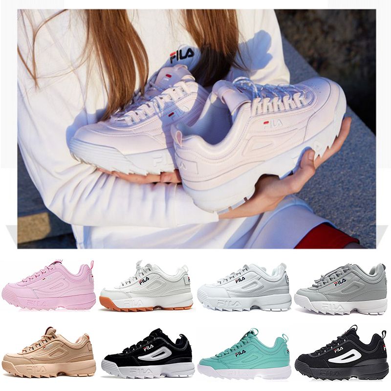 2019 New Fila Disruptors II 2 Triple White Black Pink Women Special Section Sports Sneaker FILE Increased Jogging Mens Running Shoes 36 44 Running Shoe Best
