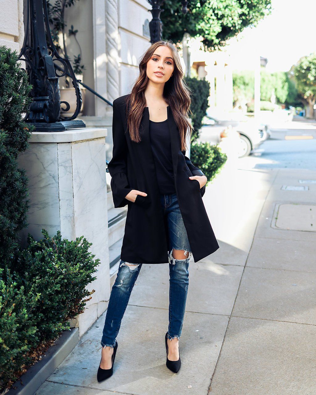 longue veste noir femme