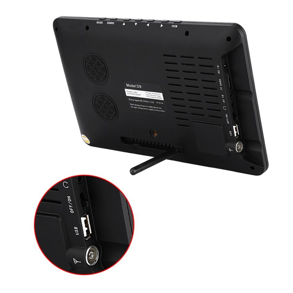 9 Inch Portable Mini TV High Resolution 800x480 Digital Analog