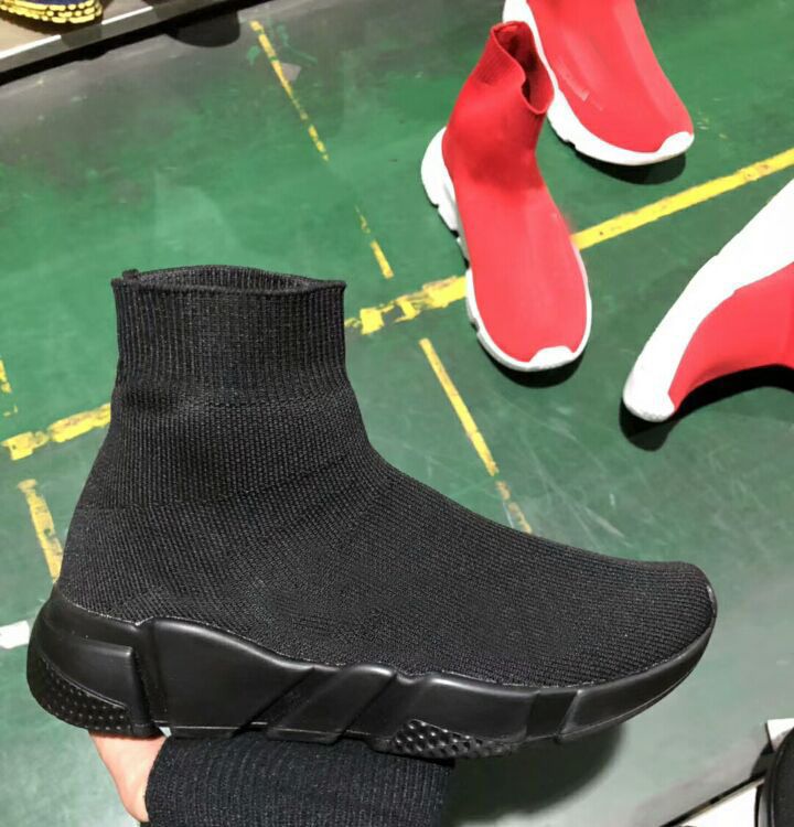 2018 Size 36 45 Designer Brand Sock Shoes Black Red Paris Slip On High ...