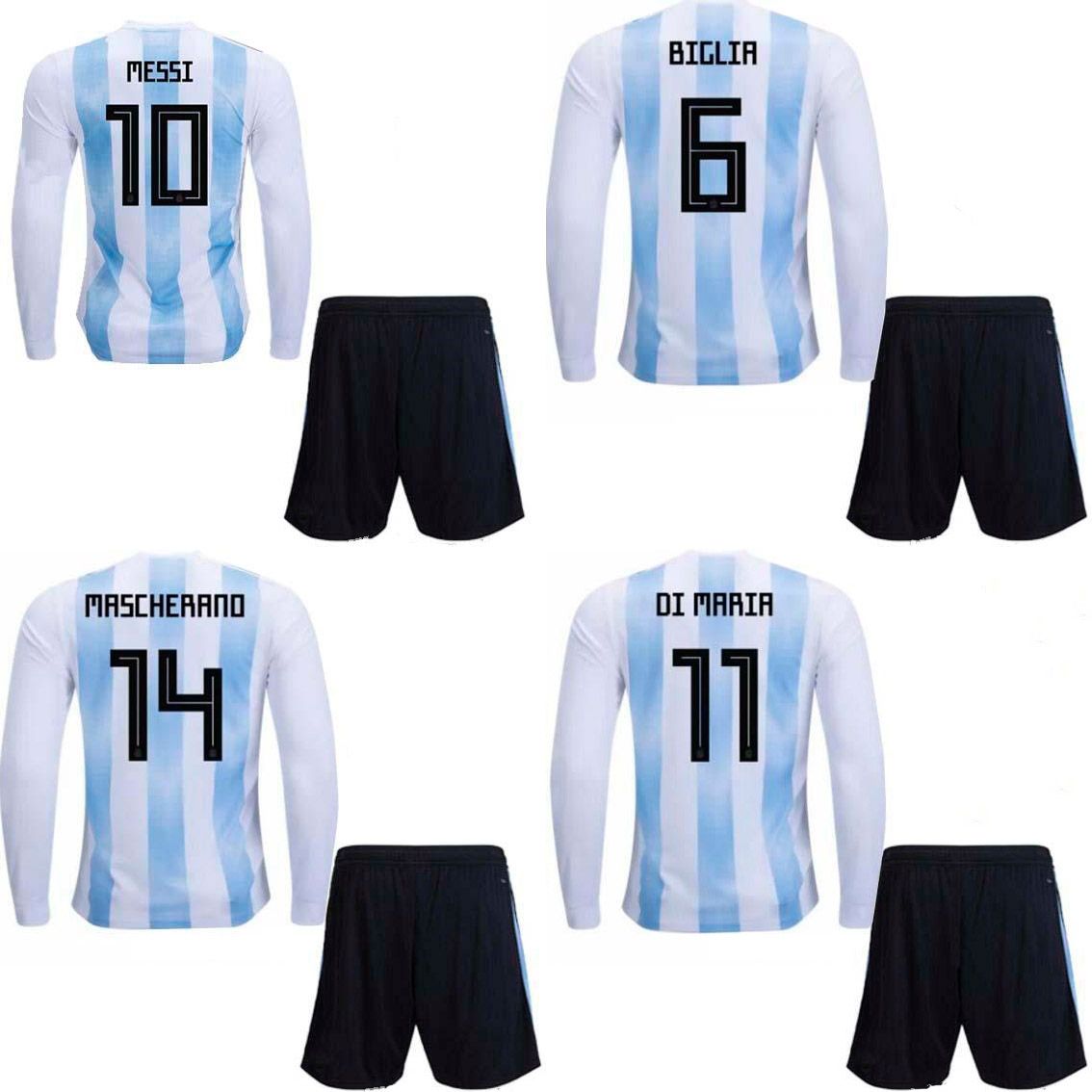 18 19 Argentina Soccer Uniforms Messi Long Sleeve Soccer Kits MARADONA