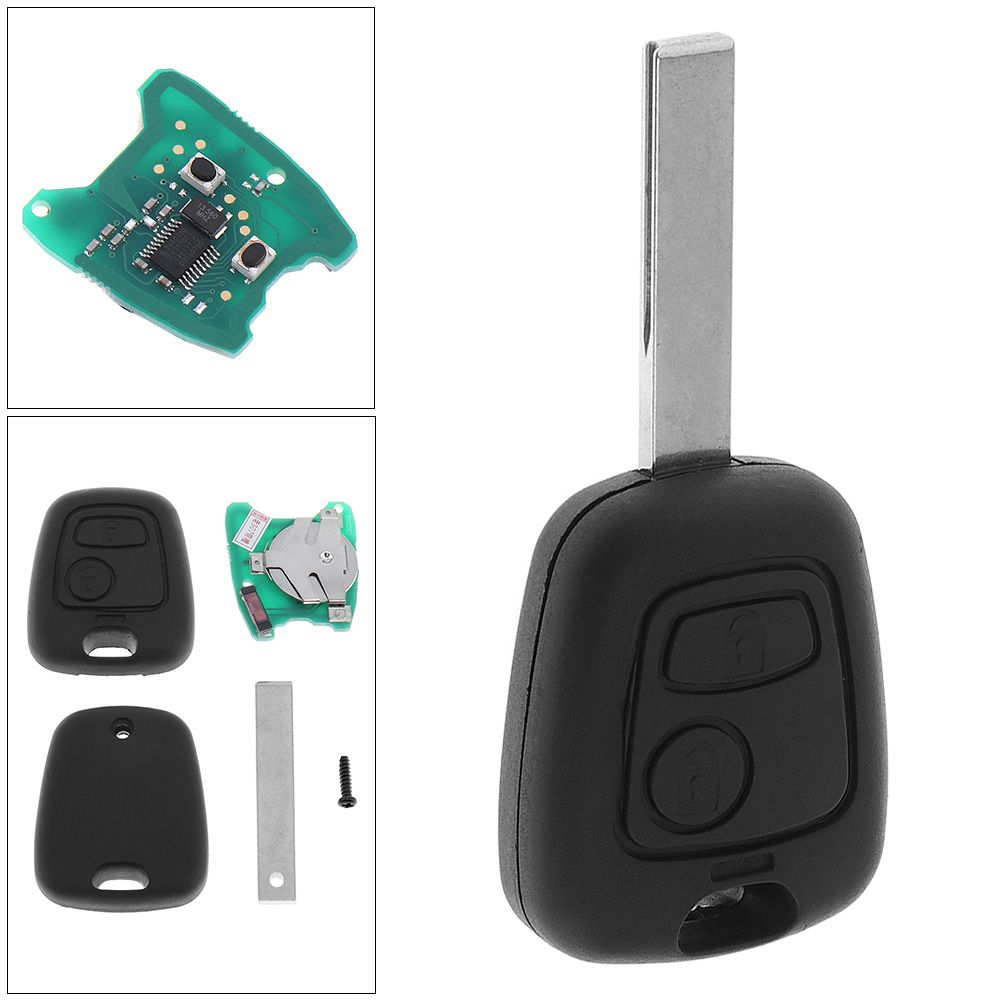 2 Boutons Flip Verrouillage à Distance Key Fob Avec Puce Pour Peugeot Citroen#